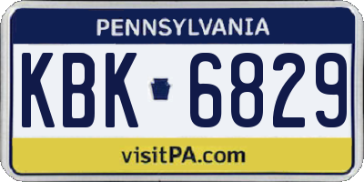 PA license plate KBK6829