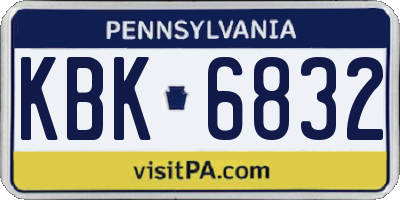 PA license plate KBK6832