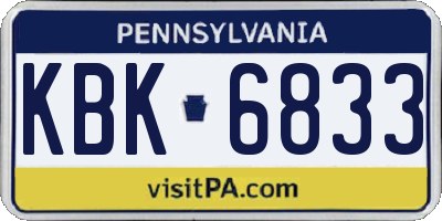 PA license plate KBK6833