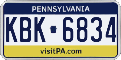 PA license plate KBK6834