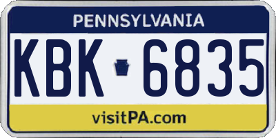 PA license plate KBK6835