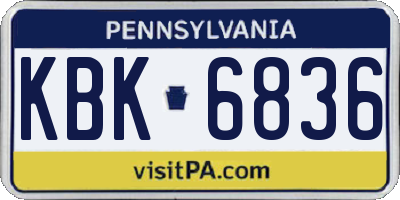 PA license plate KBK6836