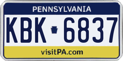 PA license plate KBK6837