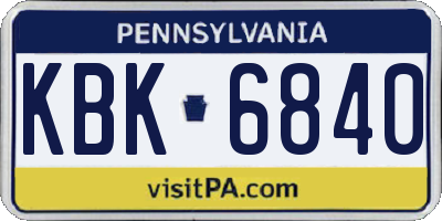 PA license plate KBK6840