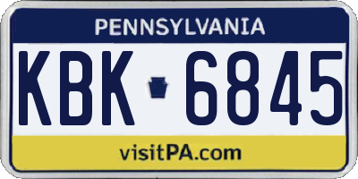 PA license plate KBK6845