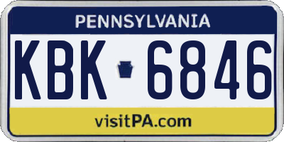 PA license plate KBK6846