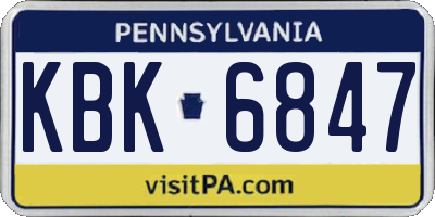 PA license plate KBK6847