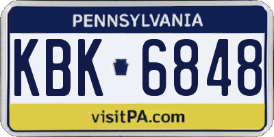 PA license plate KBK6848