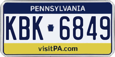 PA license plate KBK6849