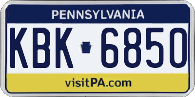 PA license plate KBK6850