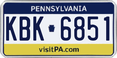 PA license plate KBK6851