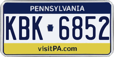 PA license plate KBK6852