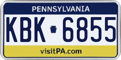 PA license plate KBK6855