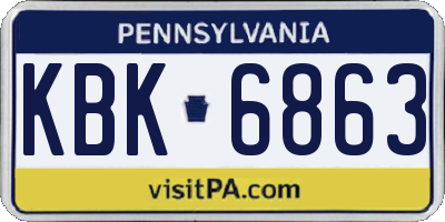 PA license plate KBK6863