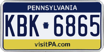 PA license plate KBK6865