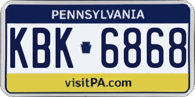 PA license plate KBK6868