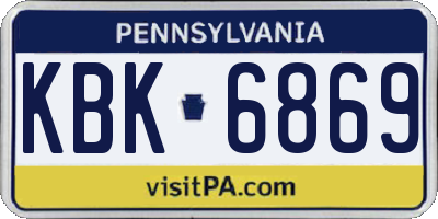 PA license plate KBK6869