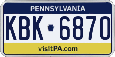 PA license plate KBK6870