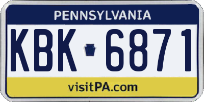 PA license plate KBK6871