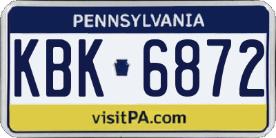 PA license plate KBK6872
