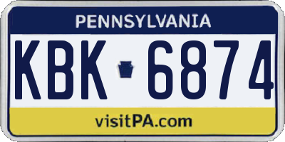 PA license plate KBK6874