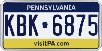 PA license plate KBK6875