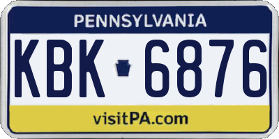 PA license plate KBK6876