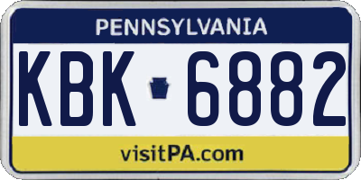 PA license plate KBK6882