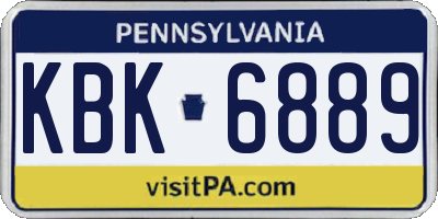PA license plate KBK6889
