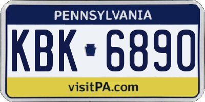 PA license plate KBK6890