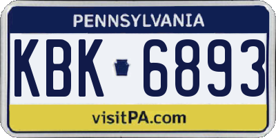 PA license plate KBK6893