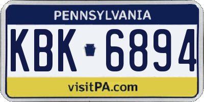 PA license plate KBK6894