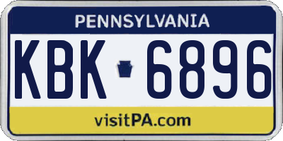 PA license plate KBK6896