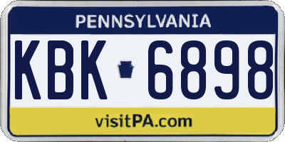 PA license plate KBK6898