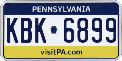 PA license plate KBK6899