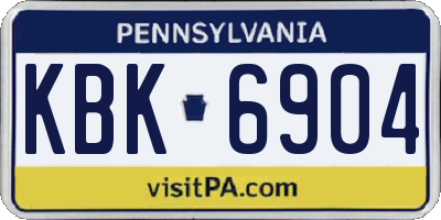 PA license plate KBK6904