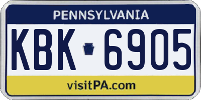 PA license plate KBK6905