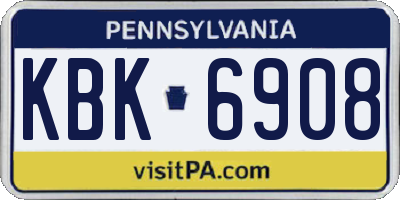 PA license plate KBK6908