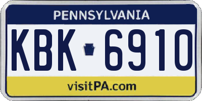 PA license plate KBK6910