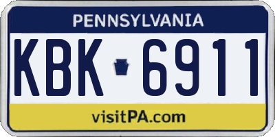 PA license plate KBK6911