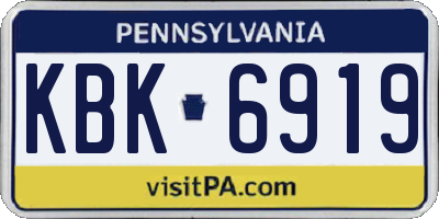 PA license plate KBK6919