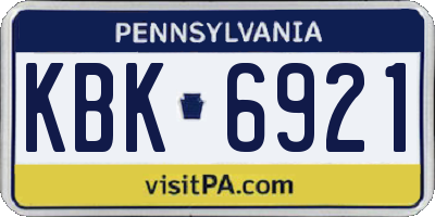 PA license plate KBK6921