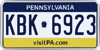 PA license plate KBK6923