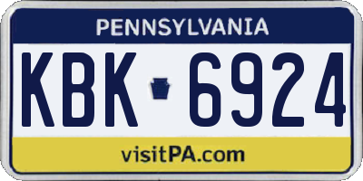 PA license plate KBK6924