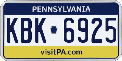PA license plate KBK6925