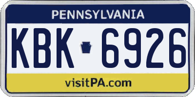 PA license plate KBK6926