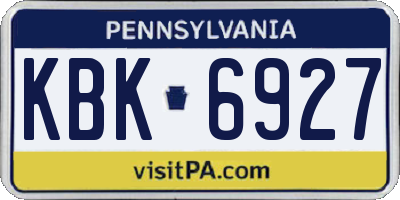PA license plate KBK6927
