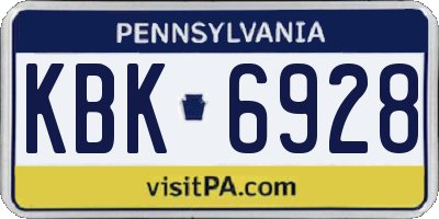PA license plate KBK6928
