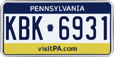 PA license plate KBK6931