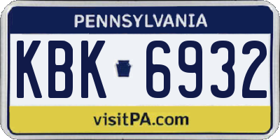 PA license plate KBK6932